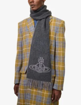 VIVIENNE WESTWOOD Double Face Orb-Jacquard Wool Scarf detail 2