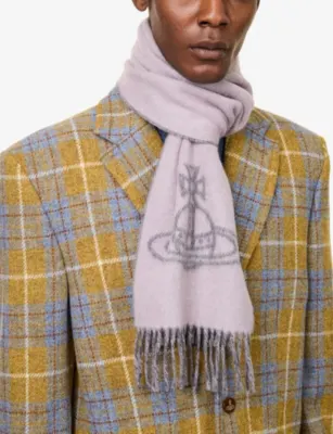 VIVIENNE WESTWOOD Double Face Orb-Jacquard Wool Scarf detail 3