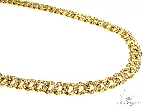 JALGAS - BMF Cuban Curb Link Diamond Chain 24 Inches 8mm 66051 in Yellow – Chain