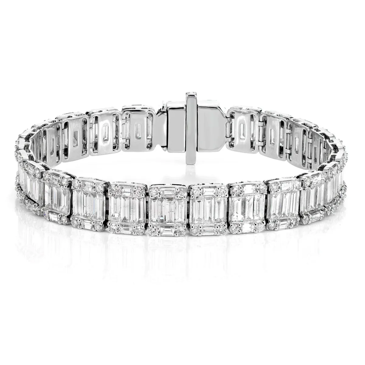 For Him Baguette and Round Diamond Link Bracelet