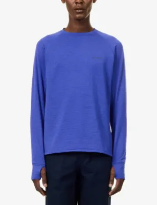 SALOMON Essential Long-Sleeve Crewneck Woven Top in CLEMATIS BLUE, additional product view 3