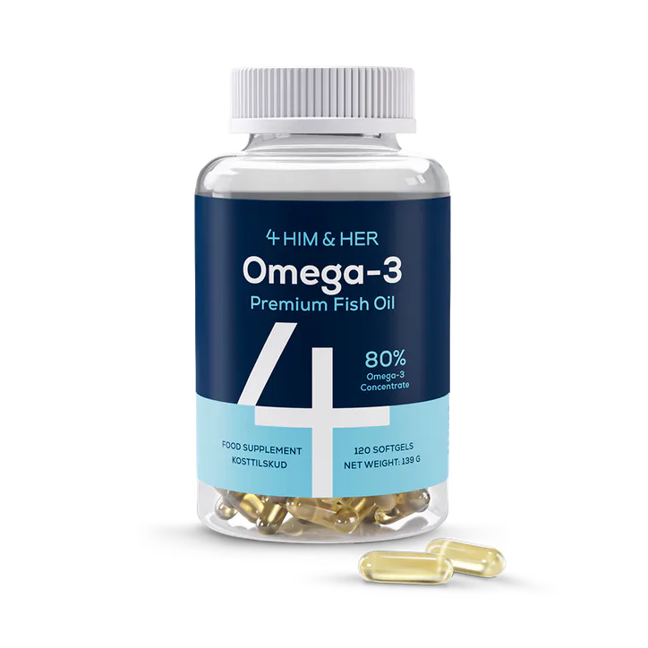 4HIM & HER Omega-3 Premium Fish Oil 80% Concentrate, High Strength EPA & DHA, 120 Softgel Capsules