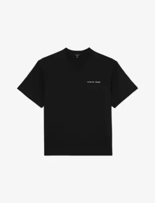 REISS Casa Logo-Print Cotton-Jersey T-Shirt - BLACK