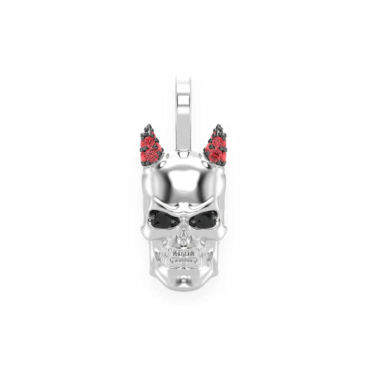 For Him Horned Skull Diamond Pendant in White Gold – Pendant