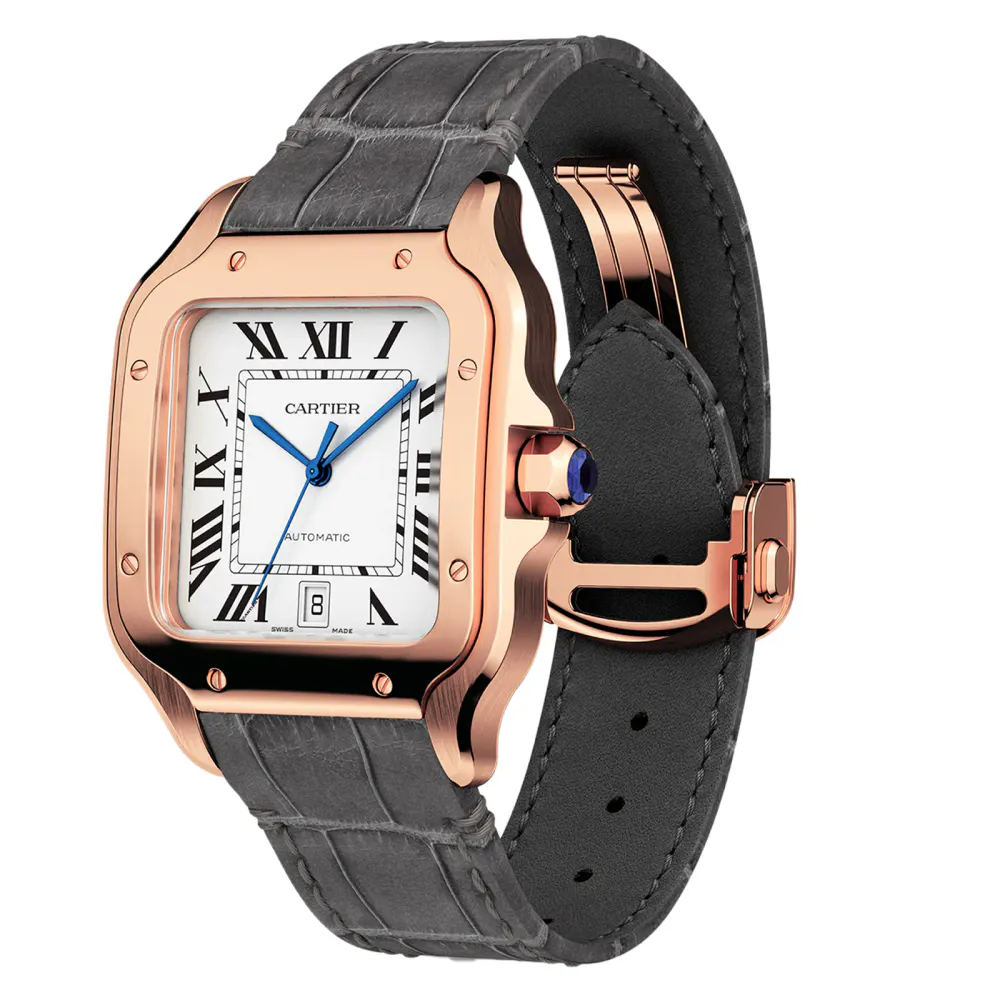 Cartier Santos De Cartier Watch Large Model, Automatic Movement, Rose Gold, 2 Interchangeable Leather Bracelets detail 3