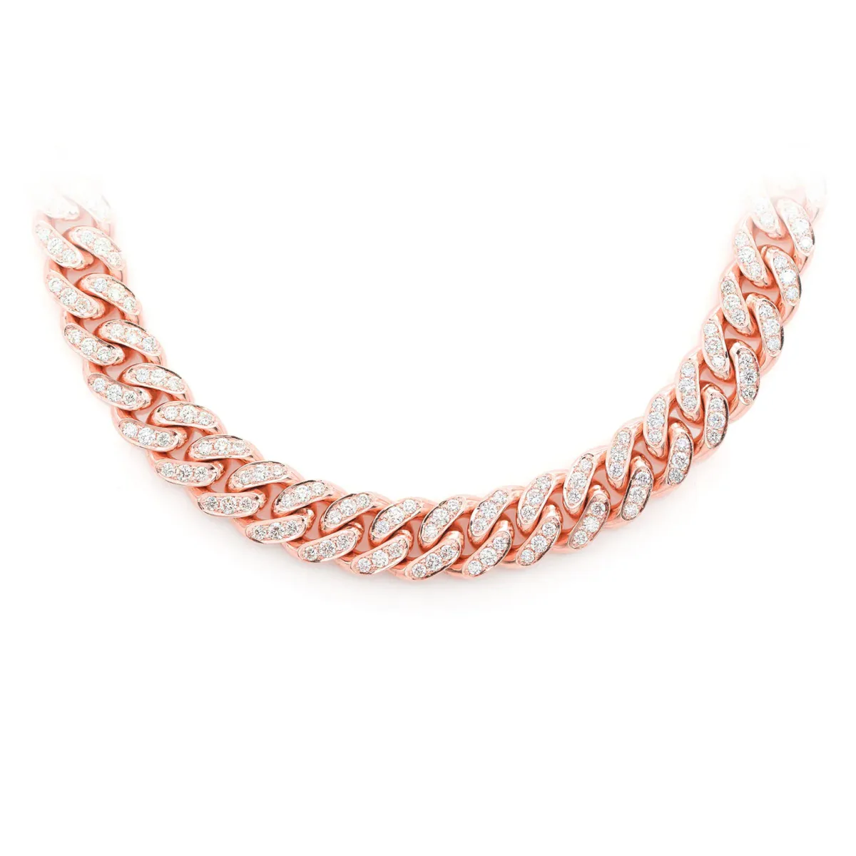 For Him Iced Miami Cuban Necklace in 8mm / 9.00ctw / Rose Gold / 22" – Necklace