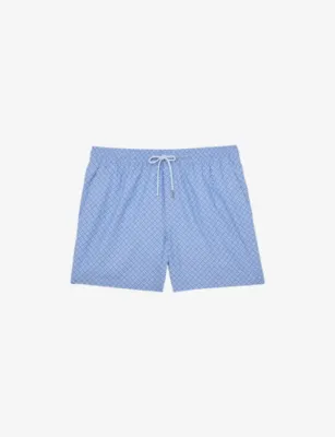 REISS Orient Geometric-Print Swim Shorts - SAGE GREEN
