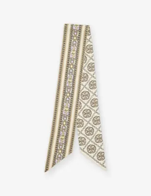 TORY BURCH Monogram Deco Ribbon Silk Tie in Deco Ribbon Tie Cream – Mens | Keyrings