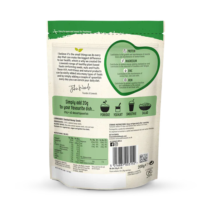 Linwoods Shelled Hemp 200g, additional product view 2