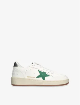 GOLDEN GOOSE Ballstar 2 Logo-Print Leather Low-Top Trainers - EUR 43 / 9 UK MEN in WHITE/OTH – Mens | Trainers | Lace up trainers