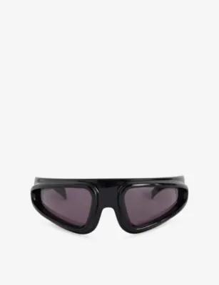 RICK OWENS Shiny Ryder Wraparound-Frame Nylon Sunglasses in BLACK – Mens | Sunglasses | Rectangle