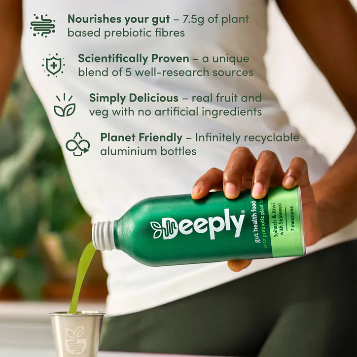 Deeply Gut Health Food With Prebiotic Plant Fibre Spinach & Kiwi With Seaweed 65ml, additional product view 3