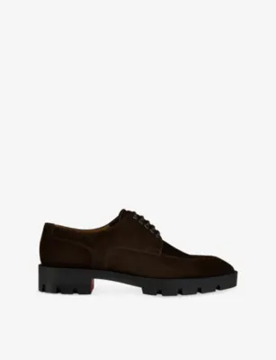 CHRISTIAN LOUBOUTIN Davisol Lion Flat Derby Leather Shoes - EUR 42.5 / 8.5 UK MEN in CAFE – Mens | Smart shoes | Derby shoes