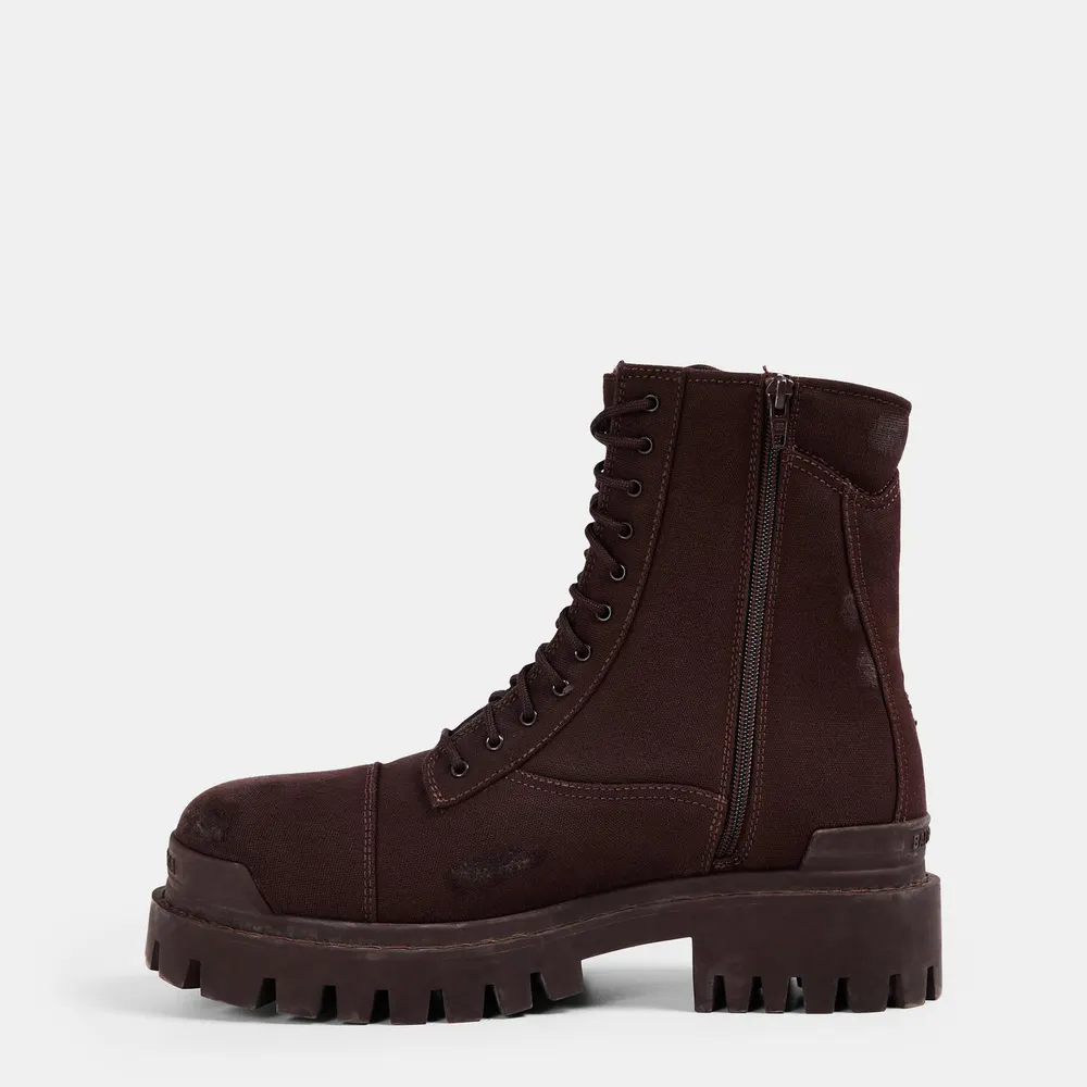 Balenciaga Men's Bal Combat Strike Boots in Dark Brown, additional product view 2