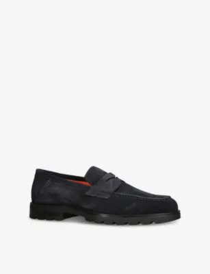 SANTONI Detroit Roccia Suede Loafers - Navy - EUR 43 / 9 UK MEN in Navy – Mens | Loafers
