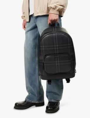 BURBERRY City Check Zip Coated-Canvas Backpack detail 2