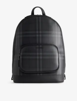 BURBERRY City Check Zip Coated-Canvas Backpack