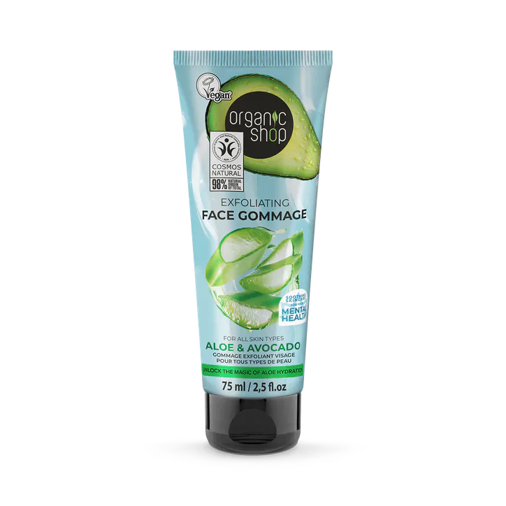 Organic Shop Exfoliating Face Gommage for all skin types Aloe & Avocado 75ml