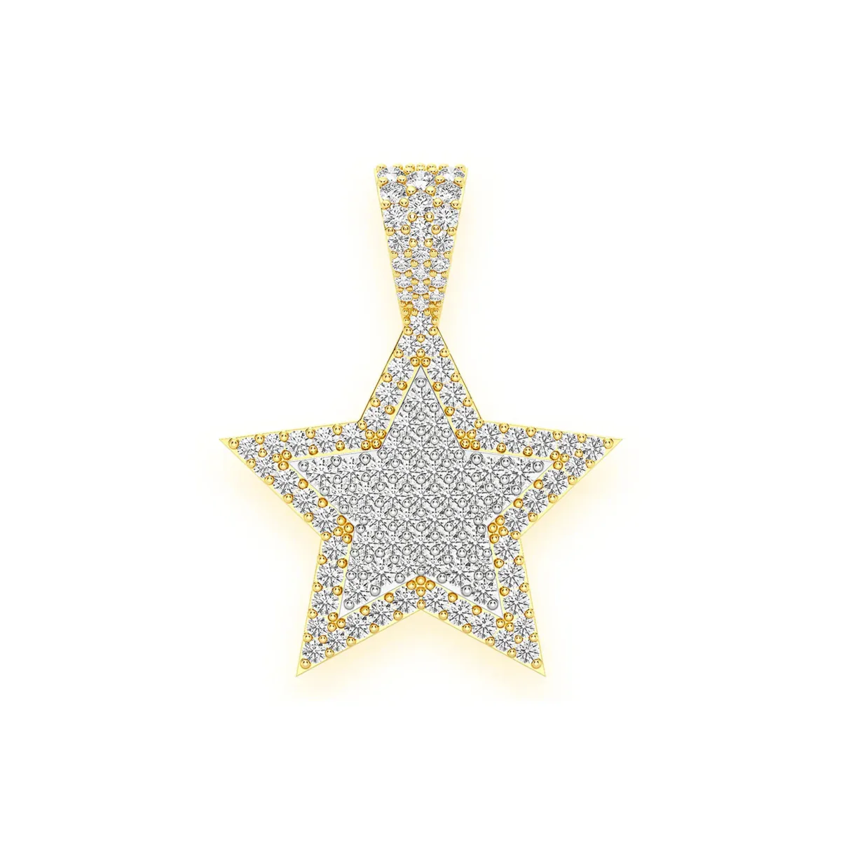 For Him Double Layer Star Pendant in Two-Tone Gold / Natural Diamond – Pendant