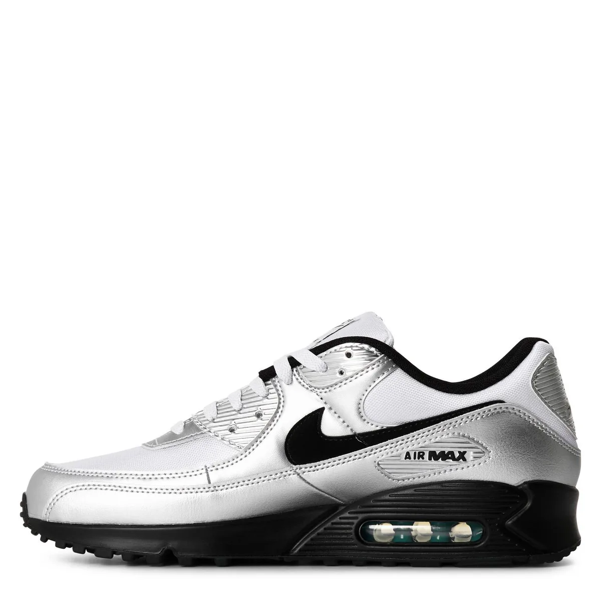 For Him Nike Men's Air Max 90 Runners in Black/Chrome, additional product view 2