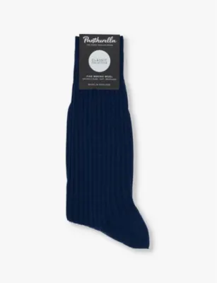 PANTHERELLA Laburnum branded wool-blend socks - DARK BLUE detail 3