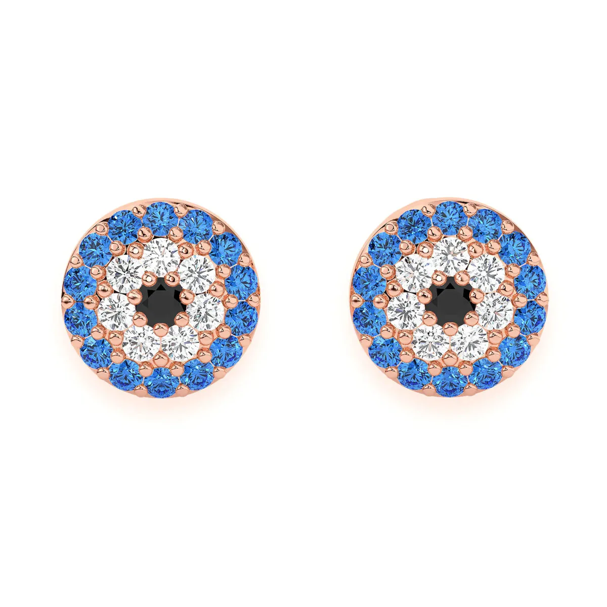 For Him Round Evil Eye Diamond Studs in Rose Gold / Natural Diamond – Earring