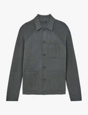 REISS Fitzwilliam Button-Through Knitted Cardigan - CHOCOLATE BROWN
