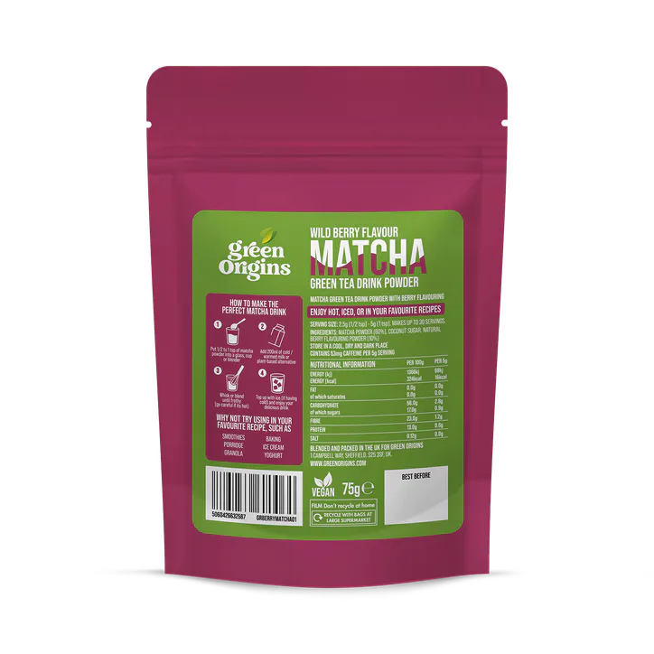 Green Origins Wild Berry Matcha Green Tea Drink Powder 75g detail 2
