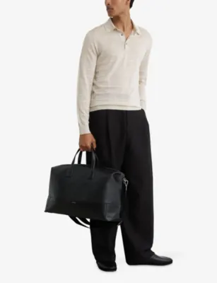 REISS Pallas Textured Long-Sleeve Knitted Polo detail 2