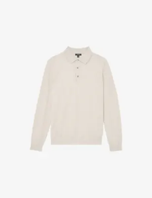 REISS Pallas Textured Long-Sleeve Knitted Polo