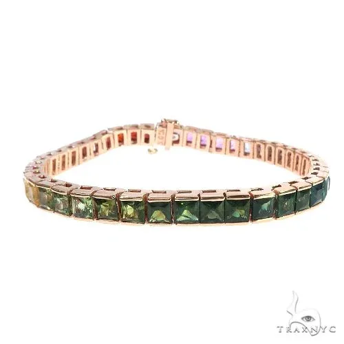 PIA - For Him GEMSTONES 14K Gold Rainbow Sapphire Princess Cut Bracelet 66760 in Rose / 5mm Princess Cut – Bracelet