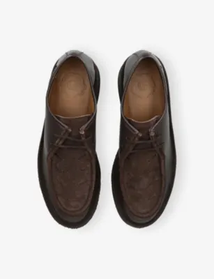 GRENSON Hubert Suede and Leather Derby Shoes - EUR 41 / 7 UK MEN in Dark Brown, additional product view 2