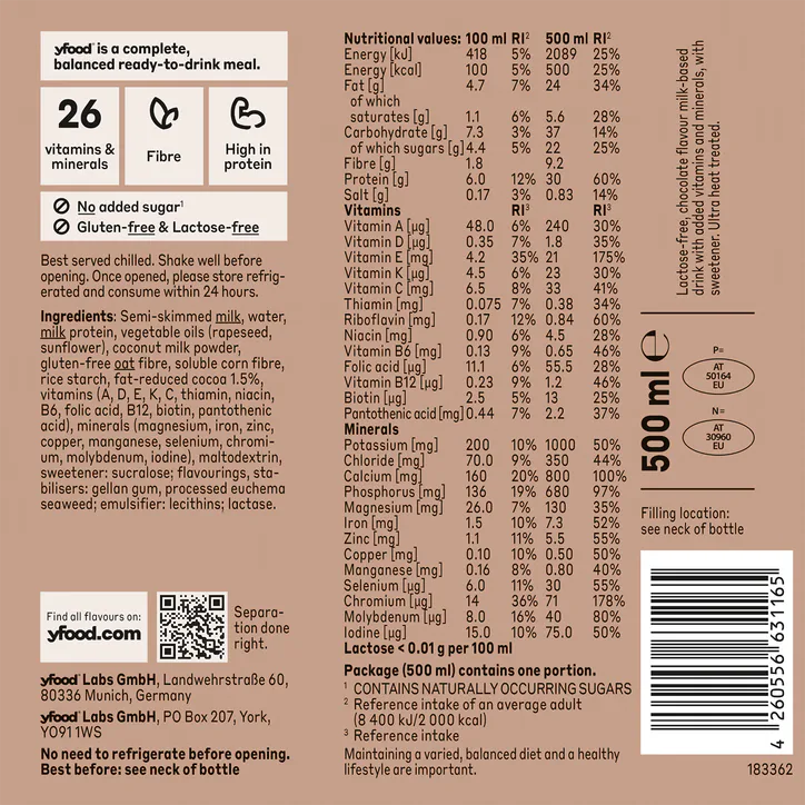 Yfood Ready to Drink Complete Meal Classic Choco Drink 500ml, additional product view 3