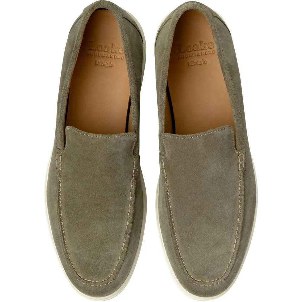 Loake Men's Tuscany Loafers in Pistacio Suede, additional product view 3