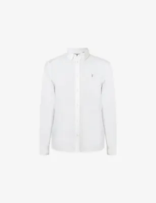 ALLSAINTS Hawthorne Logo-Embroidered Slim-Fit Stretch Cotton Shirt - SMOKEY GREEN detail 2