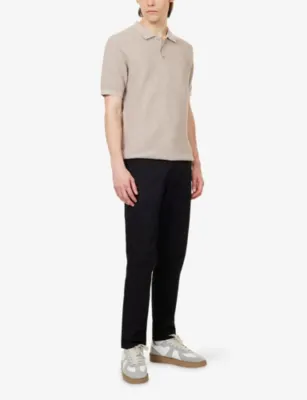 ARNE Short-Sleeve Rib-Knit Cotton Polo Shirt detail 2