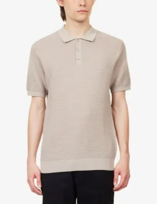 ARNE Short-Sleeve Rib-Knit Cotton Polo Shirt detail 3
