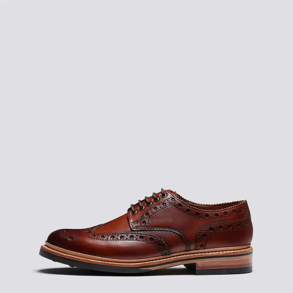 Grenson Archie Brogue in Tan Handpainted, additional product view 3