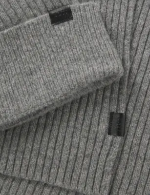 BOSS Branded Wool-Blend Hat and Scarf Gift Set detail 2