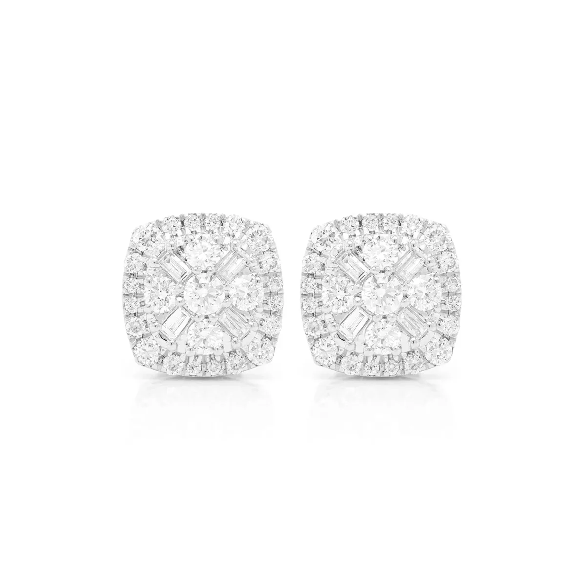 For Him Baguette Flower Diamond Studs in White Gold / Natural Diamond – Earring