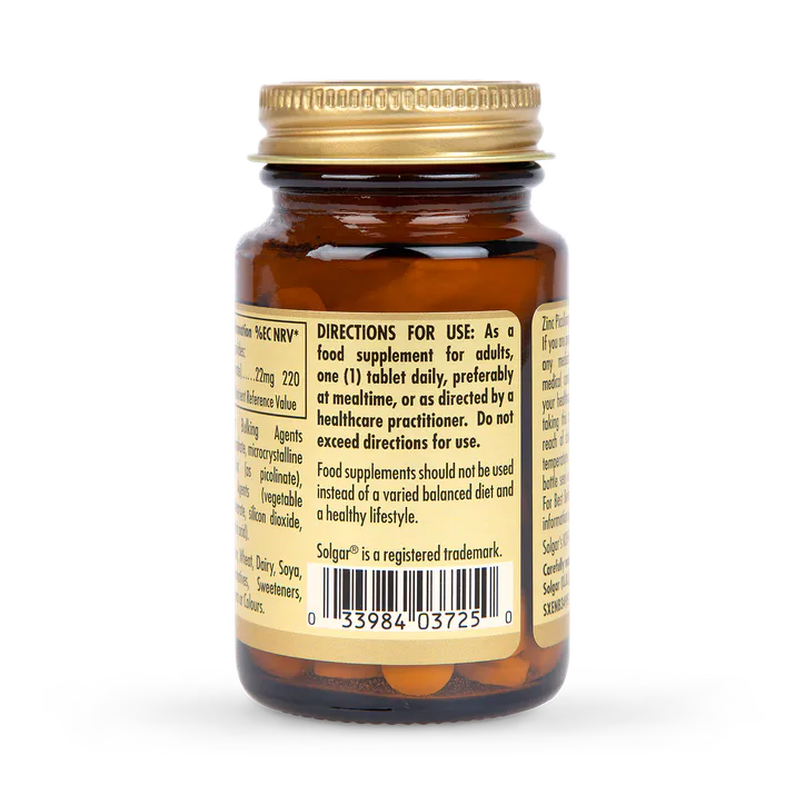 Solgar Zinc Picolinate 22mg 100 Tablets detail 3