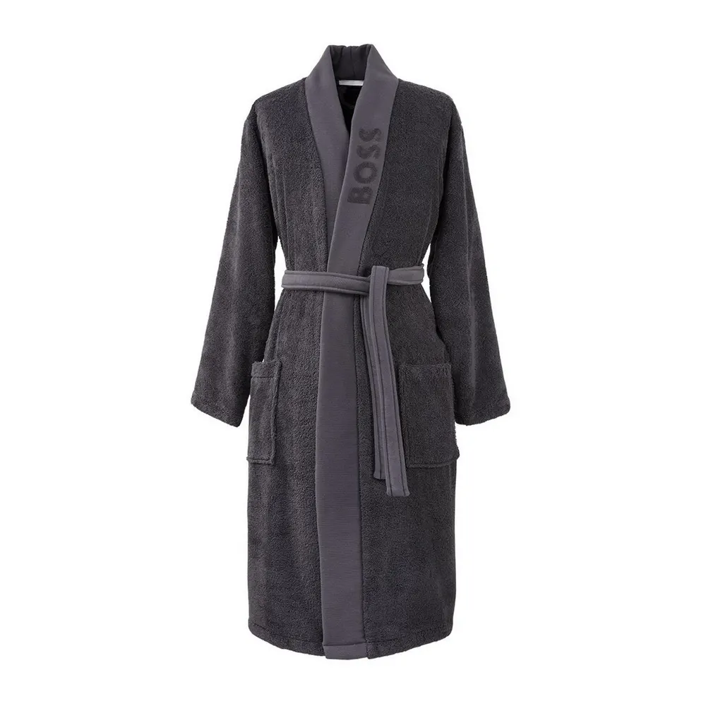 Boss Home Kimono Cotton Bathrobe in Charcoal – Clothing