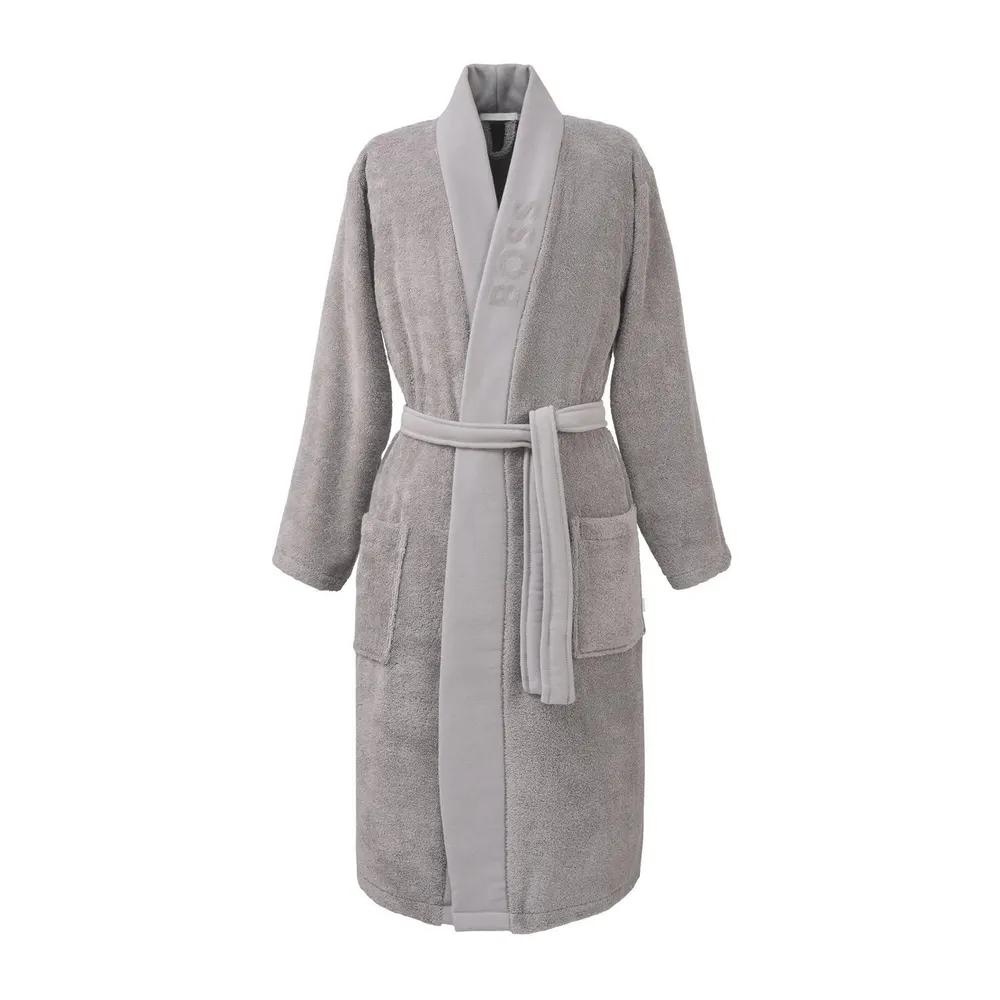 Boss Home Kimono Cotton Bathrobe in Grey – Clothing