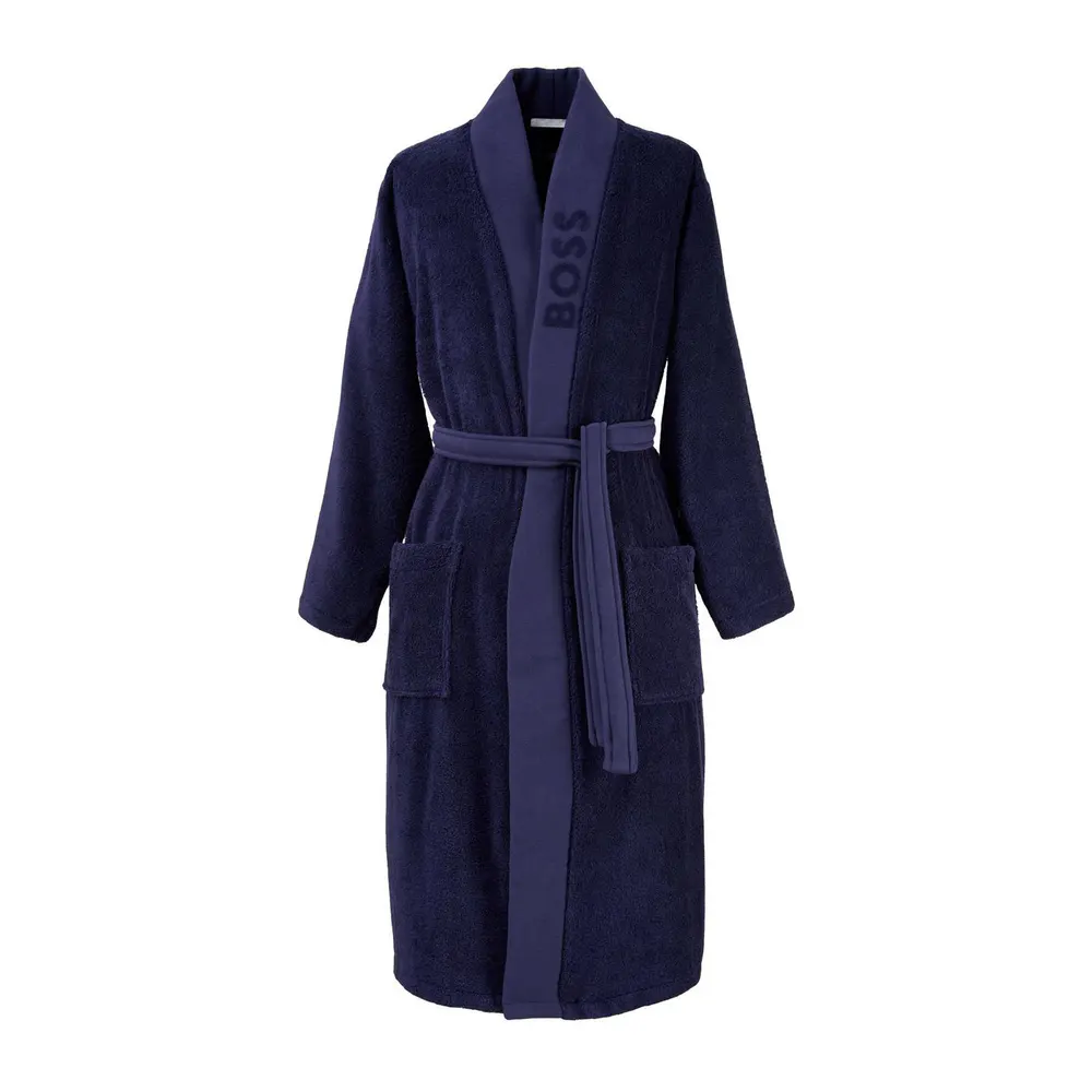 Boss Home Kimono Cotton Bathrobe in Navy – Clothing