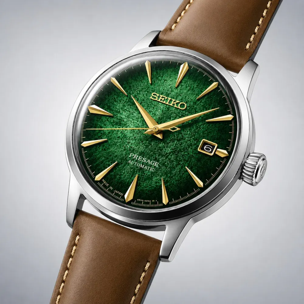 Seiko Presage Presage Cocktail Time Crushed Ice Mint Mist 38mm Mens Green Watch detail 3