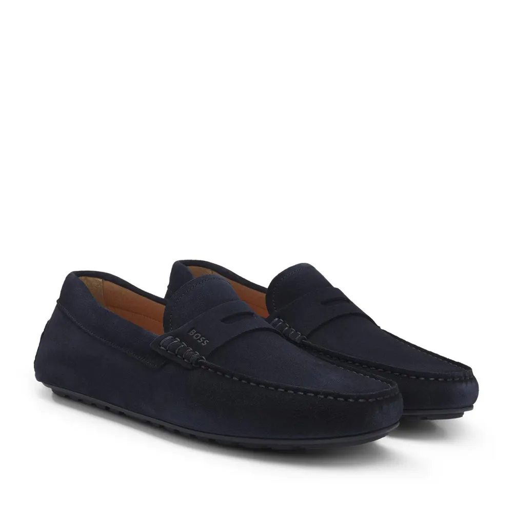 Boss Mens BOSS BLACK Suede Loafers with Debossed Logo Detail detail 3