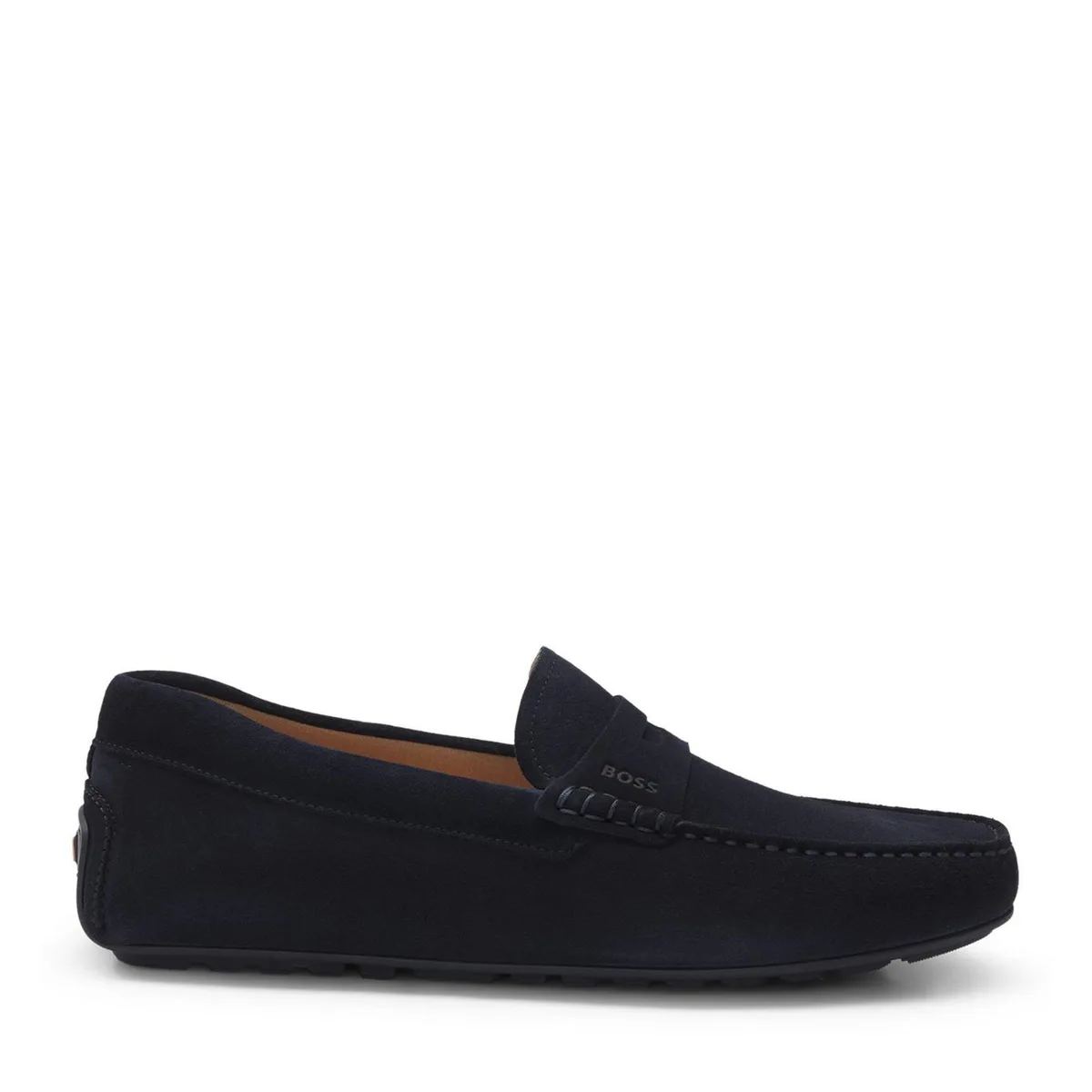 Boss Mens BOSS BLACK Suede Loafers with Debossed Logo Detail