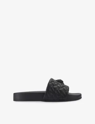 KG KURT GEIGER Meena Eagle Faux-Leather Slides - EUR 44 / 10 UK MEN in BLACK – Mens | Sandals | Sliders & flip flops