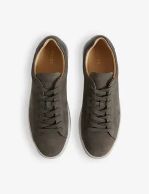 REISS Finley logo-embossed leather low-top trainers - EUR 42 / 8 UK MEN in GREY, additional product view 2
