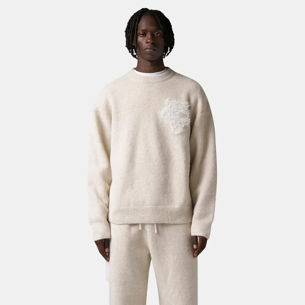 The Couture Club Mens Fluffy Knit Crew Sweater detail 3
